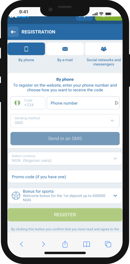 1xBet Mobile app download registration/login page