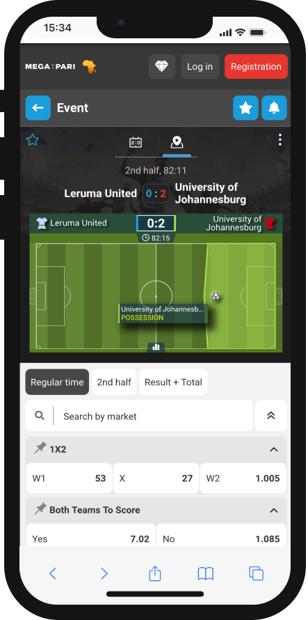 Live betting markets for MegaPari football events