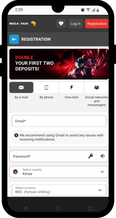 MegaPari application account registration