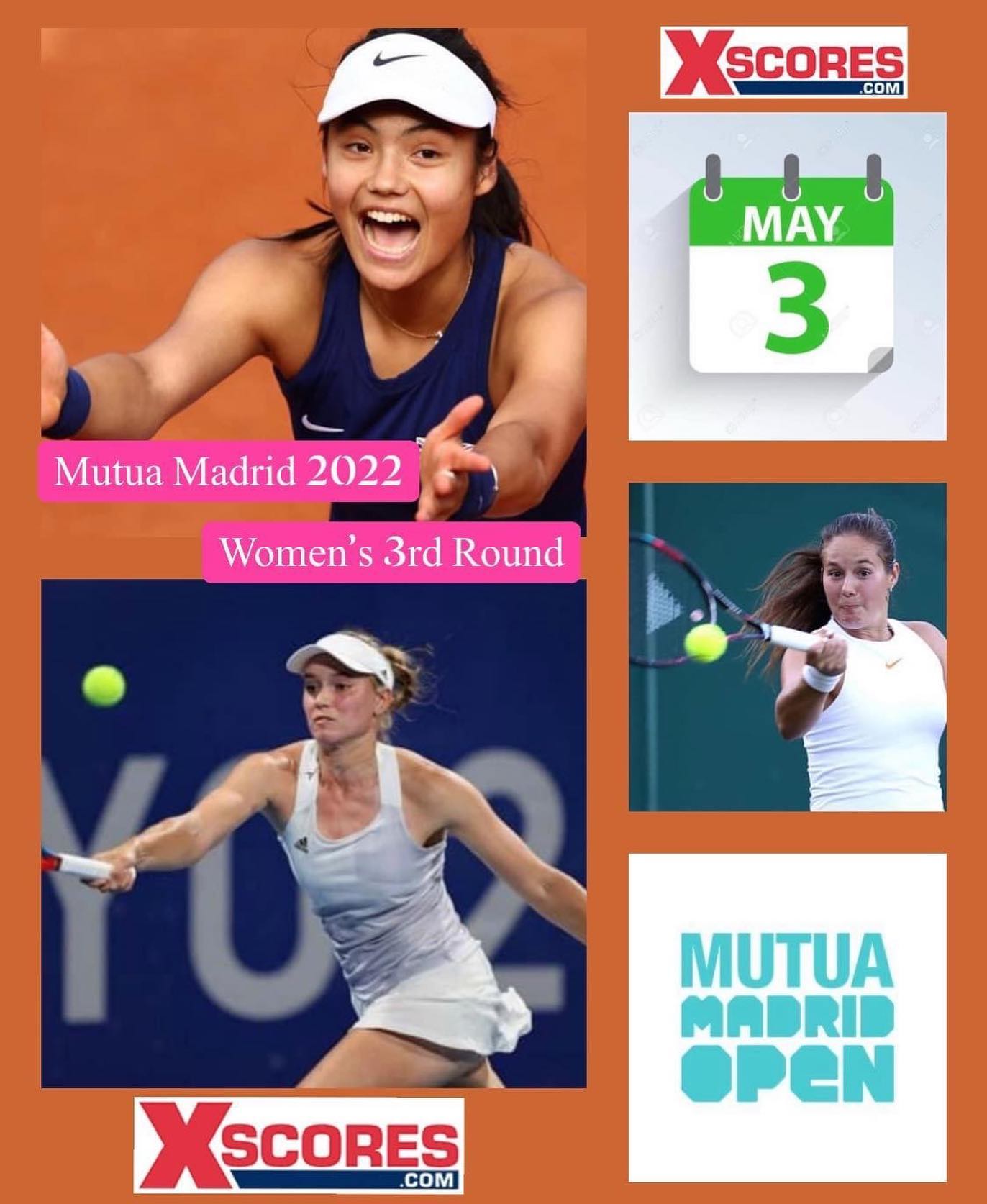 on demand curb 🎾🎾Tennis- WTA Tour 1000 – Surface: Outdoor Clay – Mutua Madrid Open,  MADRID, SPAIN🎾🎾 – Tuesday, 03rd May 2022. 🎾WOMENS SINGLES – 3rd ROUND  (ROUND OF 16) - Xscores News