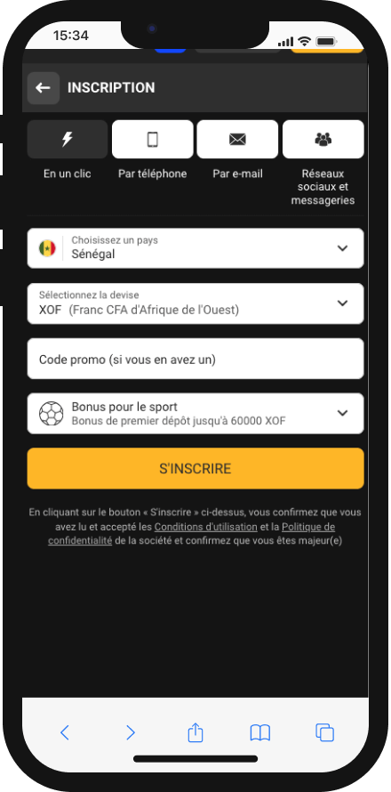 créer un compte sur bet and you africa