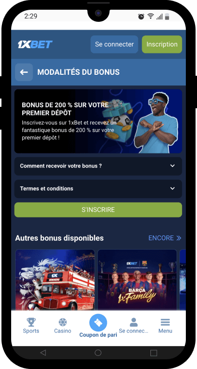 bonus 1xbet modalités