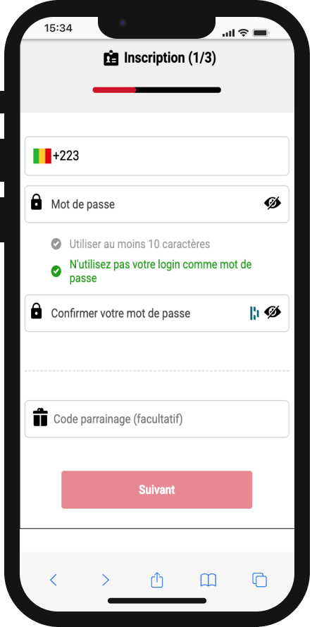 créer un compte sur malibet