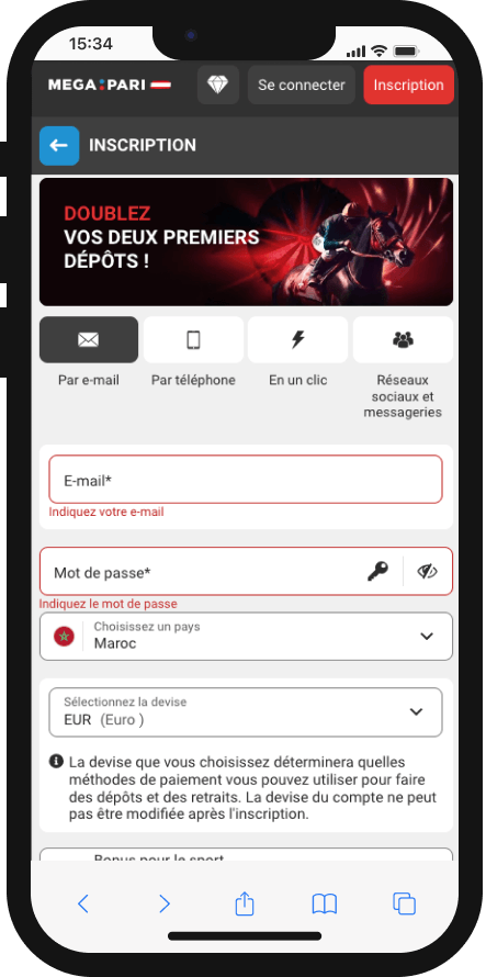 creer un compte sur megapari