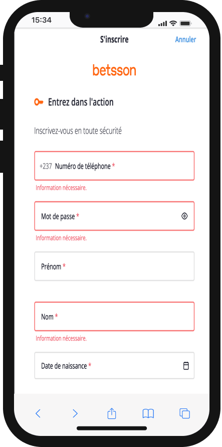 ouvrir un compte betsson au cameroun