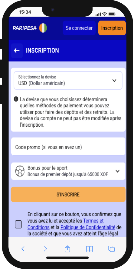 créer un compte sur paripesa