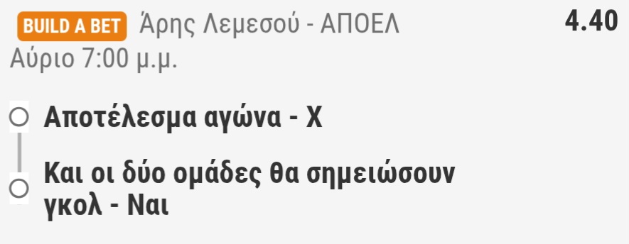 Aris APOEL Bet A Build Bwin
