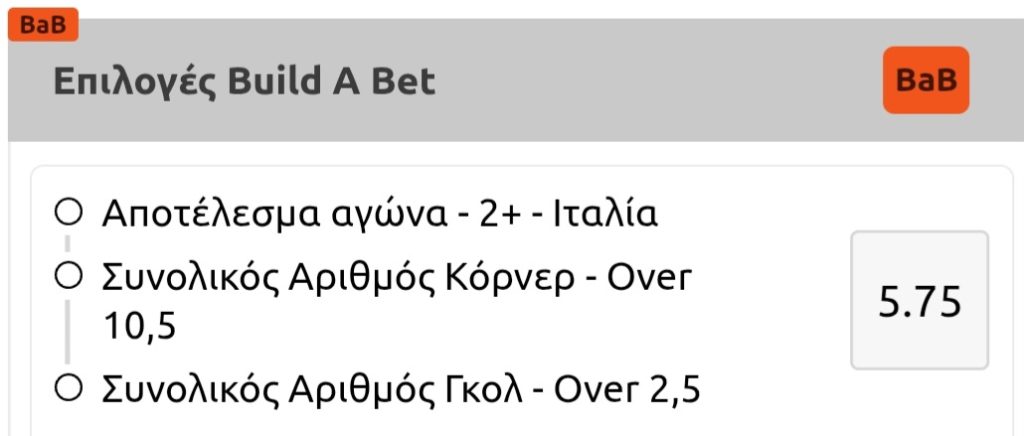 Italy N. Ireland Build A Bet Vistabet