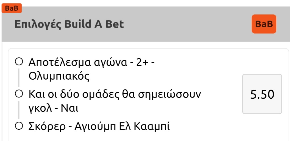 Olympiakos PAOK Build A Bet Vistabet